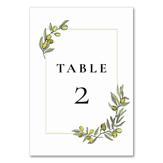 Numéro De Table Mariage du cadre de branches d'olivier (Par défaut)