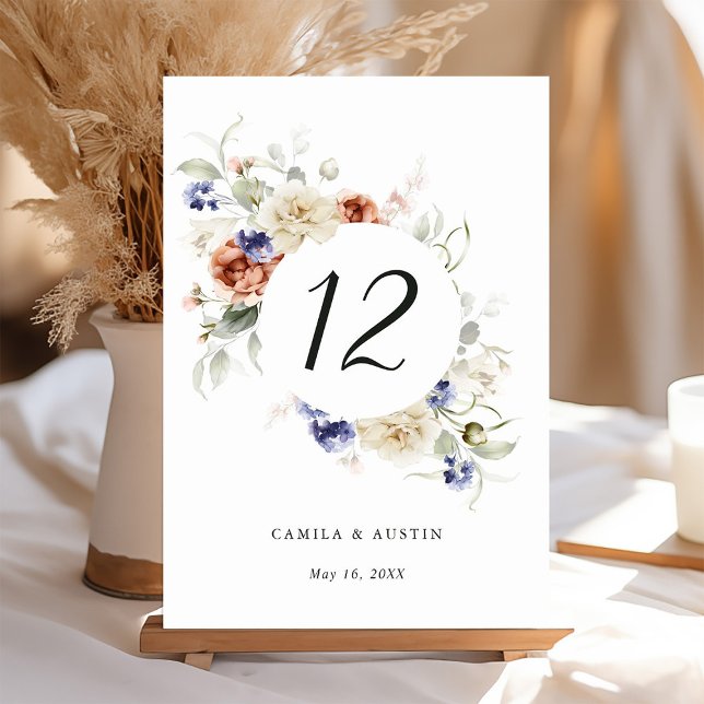 Numéro De Table Mariage du cadre du cercle fleuri du jardin (Créateur téléchargé)