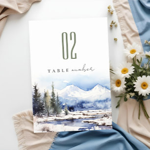 Numéro De Table Mariage du paysage skiable de la montagne de neige