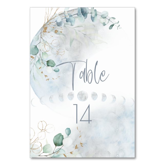 Numéro De Table Mariage | Dusty Blue Over the Moon in Love (Par défaut)