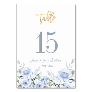 Numéro De Table Mariage Dusty Blue Watercolor Flowers Numéro de ta