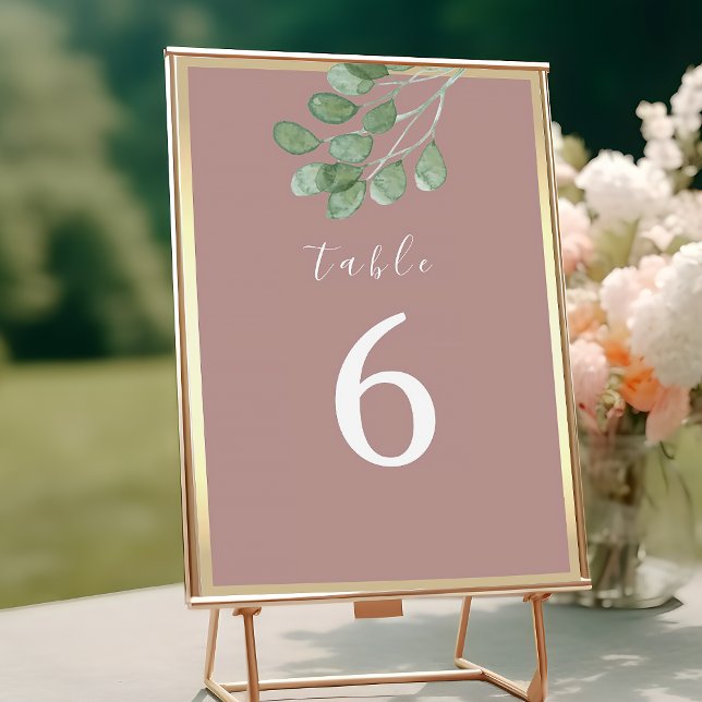 Numéro De Table Mariage Dusty Rose Greenery Numéro de tableau (Créateur téléchargé)