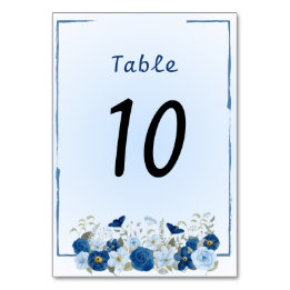 Numéro De Table Mariage Élégance Botanique Bleue