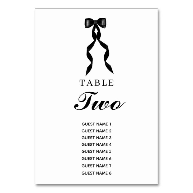 Numéro De Table Mariage élégant au ruban noir (Par défaut)