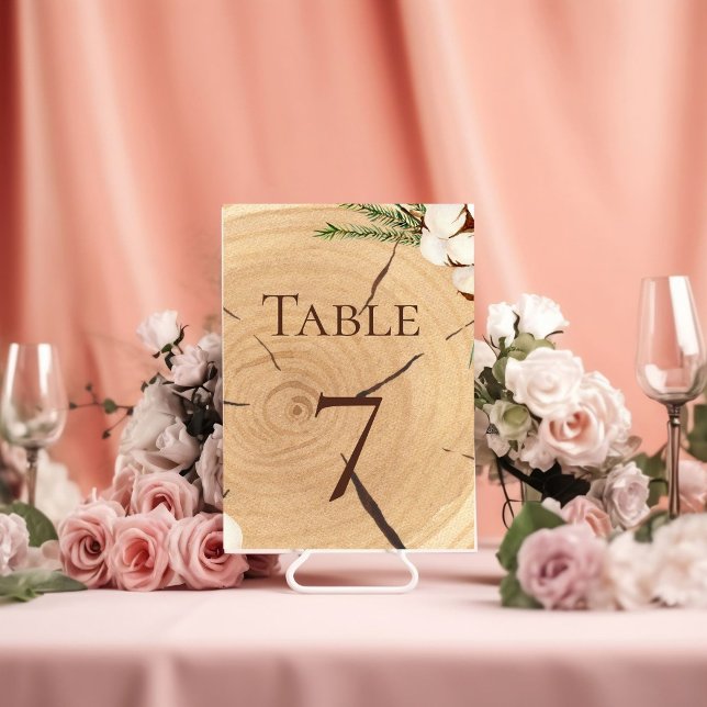 Numéro De Table Mariage Élégant & Chic Bois Rustique Découpé (Créateur téléchargé)