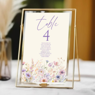 Numéro De Table Mariage Élégant de Prairie de Fleurs Sauvages Rose