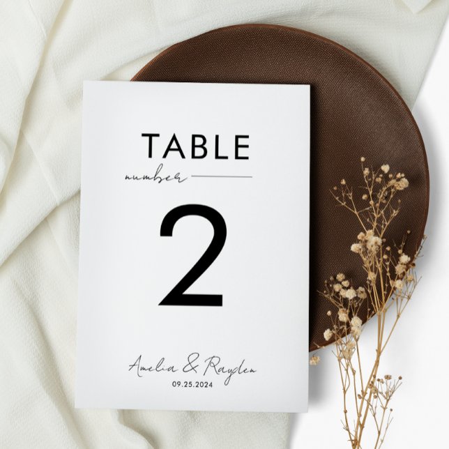 Numéro De Table Mariage élégant de typographie de script (Créateur téléchargé)