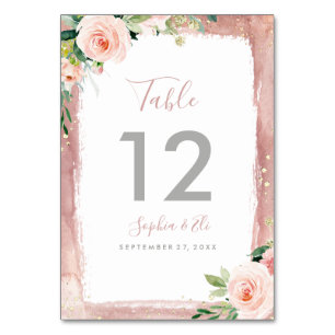 Numéro De Table Mariage Élégant Enchanté Floral Rose