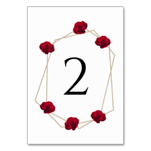 Numéro De Table Mariage élégant géométrique rose rouge