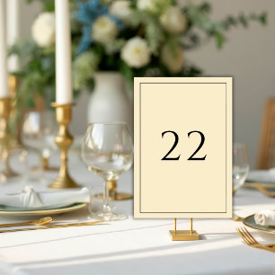 Numéro De Table Mariage Élégant Minimaliste Jaune