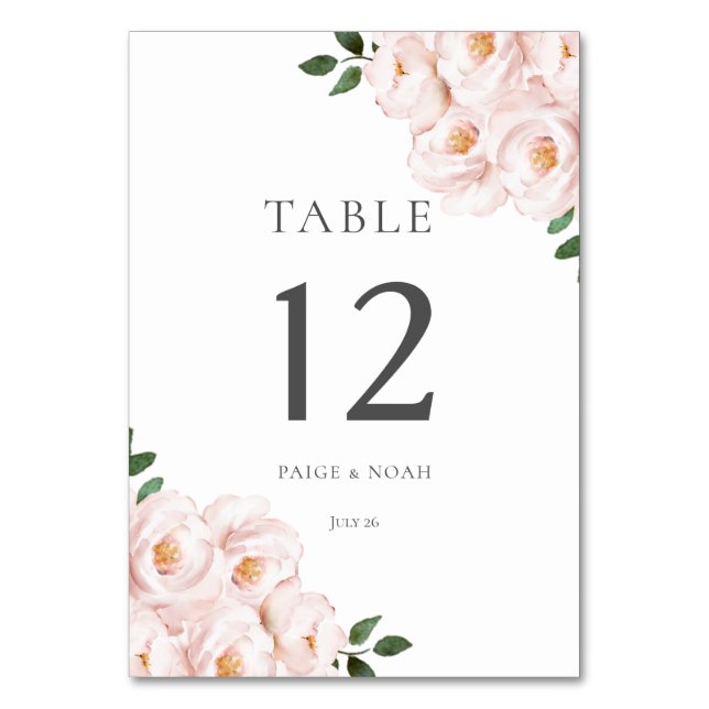 Numéro De Table Mariage Élégant Moderne Fleurs Rose Table (Par défaut)