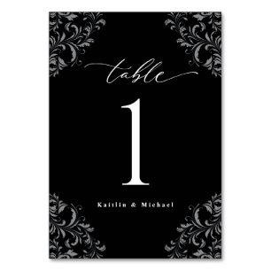 Numéro De Table Mariage Élégant Noir Blanc Vintage Classique Petit