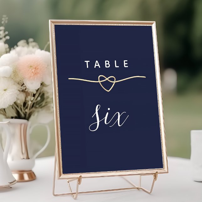 Numéro De Table Mariage élégant or et bleu marine (Créateur téléchargé)