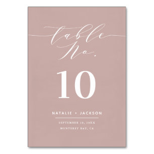 Numéro De Table Mariage élégant peint par rose sombre des textes