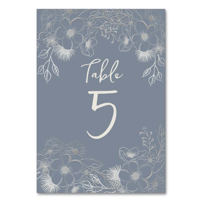 Numéro De Table Mariage Élégant Poussiéreux Bleu (Par défaut)