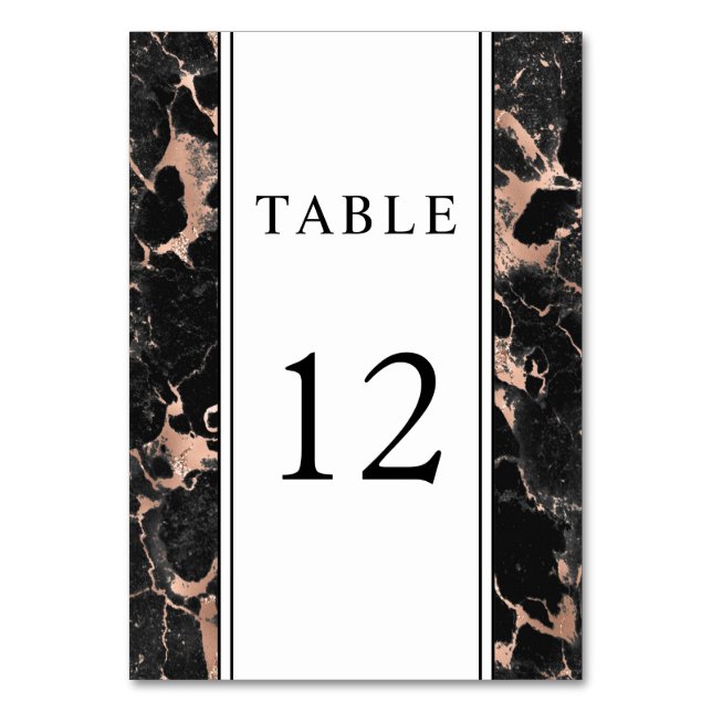 Numéro De Table Mariage Élégant Rose Gold Marbre Noir  (Par défaut)