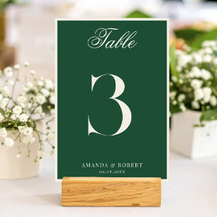 Numéro De Table Mariage Élégant Vert Vieille Fortune