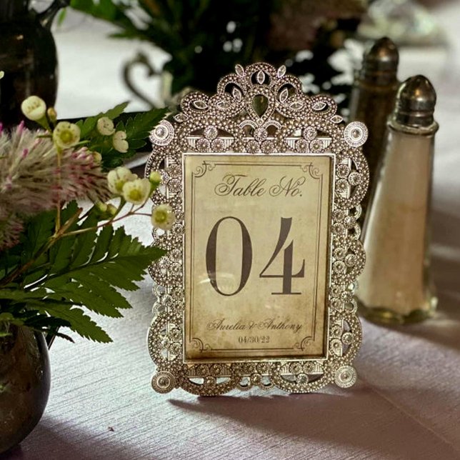 Numéro De Table Mariage élégant vintage (Créateur téléchargé)