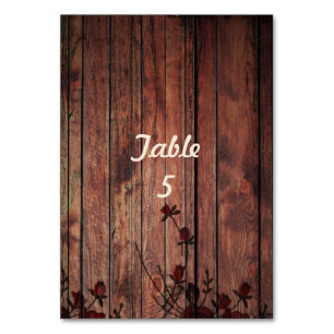 Numéro De Table Mariage en bois Brown et en dentelle rouge Faux