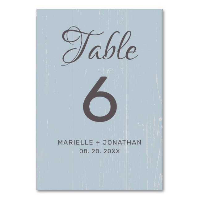 Numéro De Table Mariage en bois Patiné bleu rustique (Par défaut)