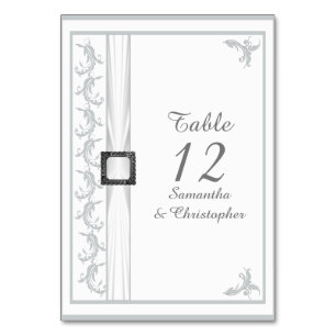 Numéro De Table Mariage en dentelle blanche gris clair et blanc da