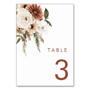 Numéro De Table Mariage en terre cuite fleurie de Bohême