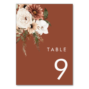Numéro De Table Mariage en terre cuite fleurie de Bohême moderne