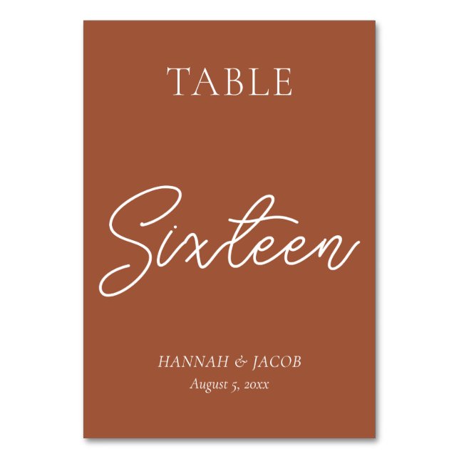 Numéro De Table Mariage en terre cuite Seize (Par défaut)