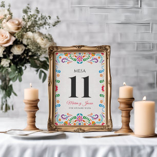 Numéro De Table Mariage Espagnol Élégant et Coloré avec une Fête F