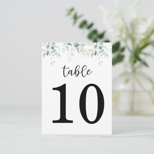 Numéro de table Mariage Eucalyptus (double face) (Debout devant)
