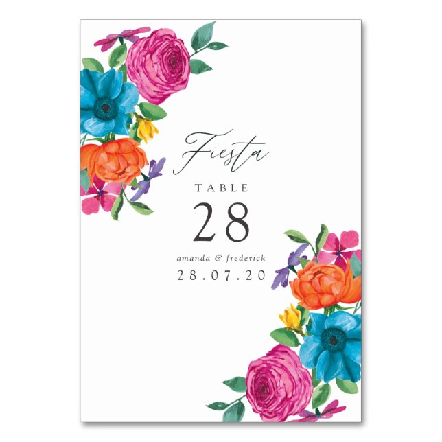 Numéro De Table Mariage Fête Florale Aquarelle (Par défaut)