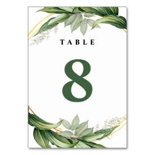 Numéro De Table Mariage Feuille Botanical Greenery