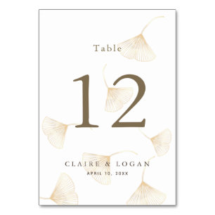 Numéro De Table Mariage Feuille de Ginkgo en chute