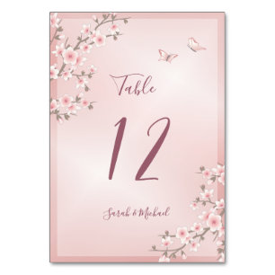 Numéro De Table Mariage Fleur de Cerisier Rose Tendre