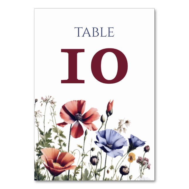 Numéro De Table Mariage Fleur sauvage aquarelle (Par défaut)