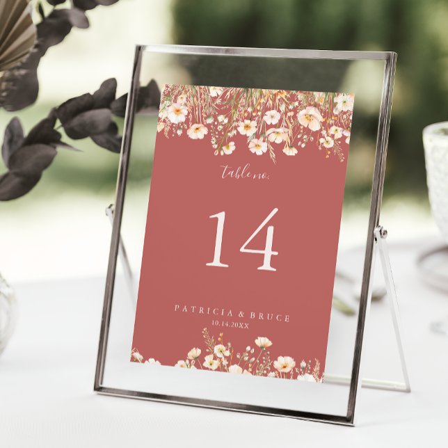 Numéro De Table Mariage Fleur sauvage Boho classique (Créateur téléchargé)