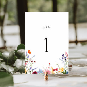 Numéro De Table Mariage Fleur sauvage coloré