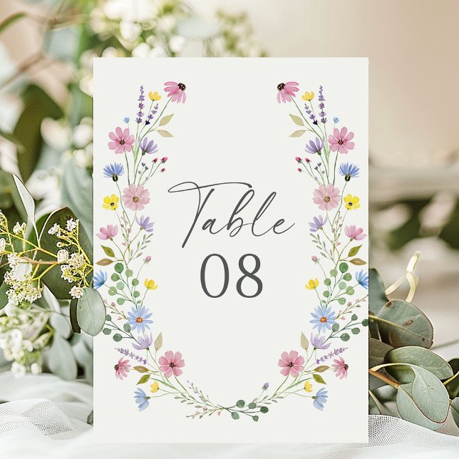 Numéro De Table Mariage Fleur sauvage de jardin boho romantique (Créateur téléchargé)