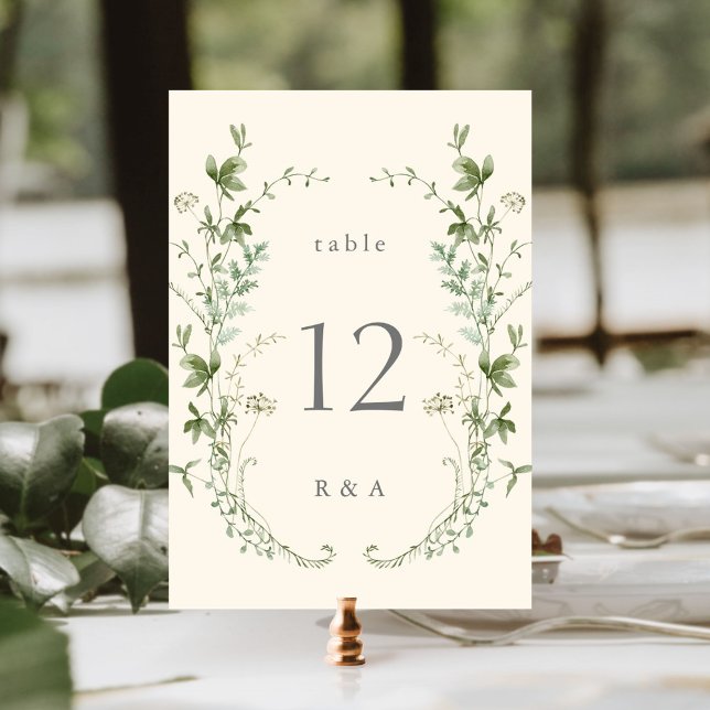 Numéro De Table Mariage Fleur sauvage ivoire Elegant (Créateur téléchargé)