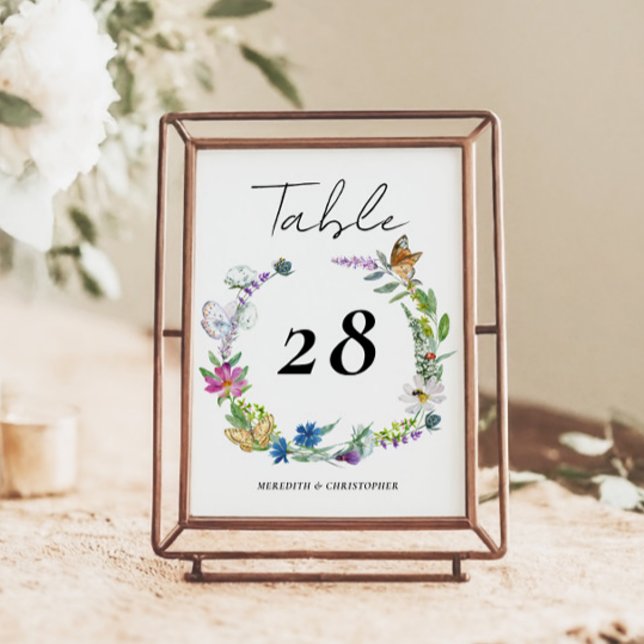 Numéro De Table Mariage Fleur sauvage lumineux (Créateur téléchargé)