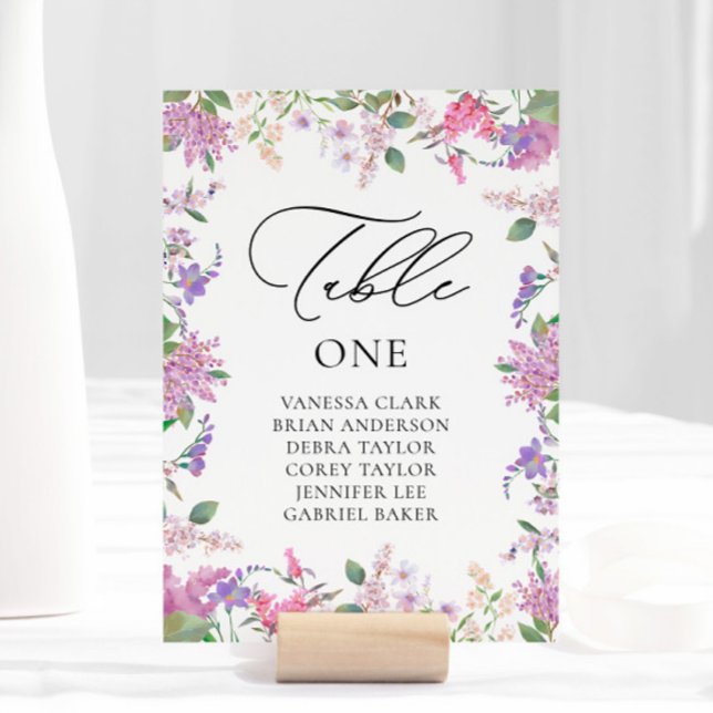 Numéro De Table Mariage Fleur sauvage moderne violet (Créateur téléchargé)
