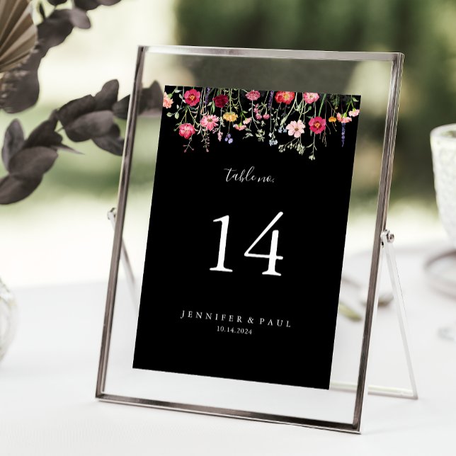 Numéro De Table Mariage Fleur sauvage multicouleur de jardin (Créateur téléchargé)