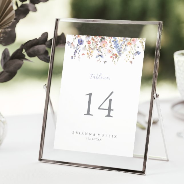 Numéro De Table Mariage Fleur sauvage multicouleur d'été (Créateur téléchargé)