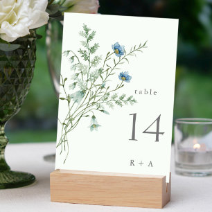 Numéro De Table Mariage Fleur sauvage Pale Green Elegant