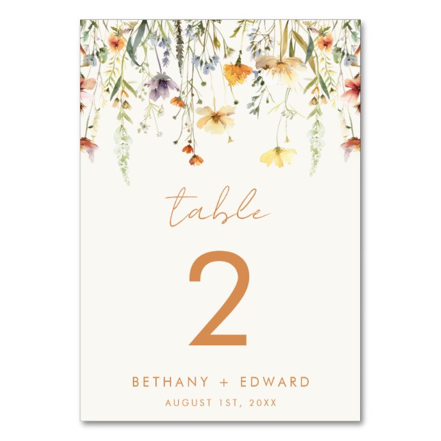 Numéro De Table Mariage Fleur sauvage rustique (Par défaut)