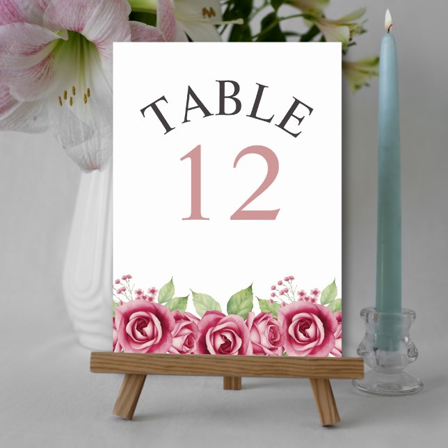 Numéro De Table Mariage fleuri rose rose pâle (Créateur téléchargé)