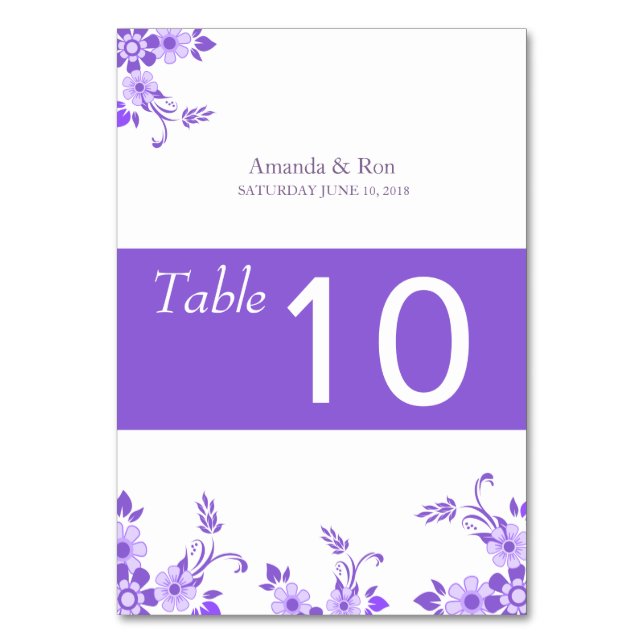 Numéro De Table Mariage fleuri violet (Par défaut)