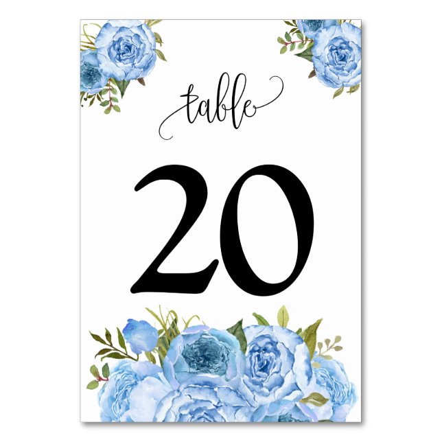 Numéro De Table Mariage Fleurs Bleues (Par défaut)