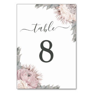 Numéro De Table Mariage Fleurs Séchées Floral Bohème Rose Poussiér