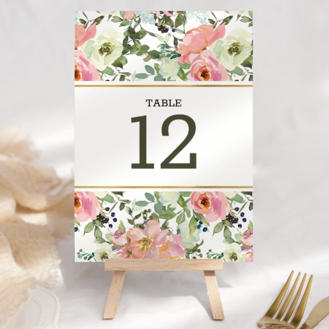 Numéro de table Mariage floral à bosse et à bosse (Créateur téléchargé)